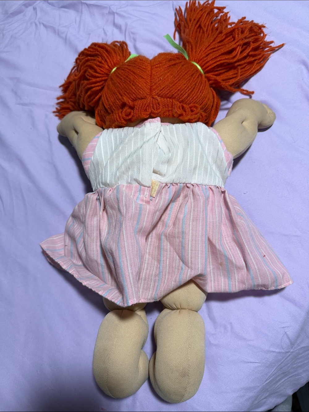 Plush Rag Doll with Orange Yarn Hair in Pink Dress - Picture 3 of 5